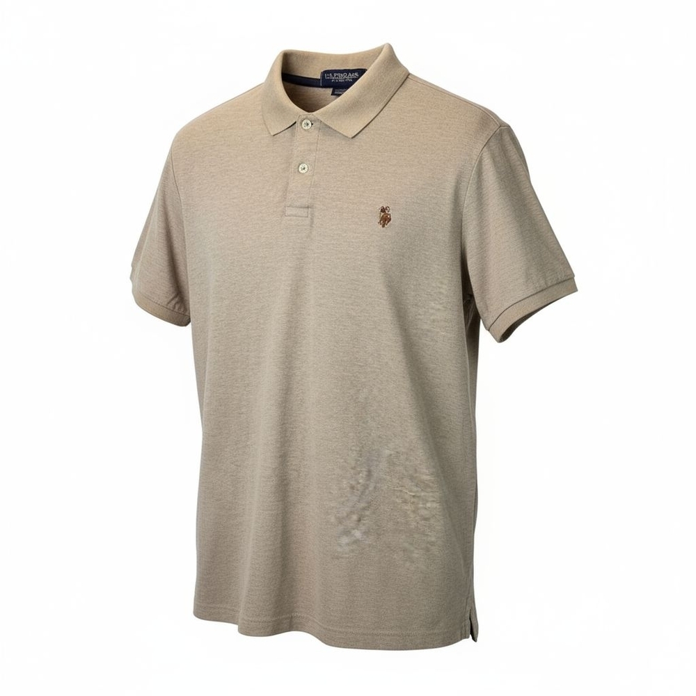 US Polo Shirt Mens Large Brown Flesh Pony Casual Short Sleeve Preppy Luxury Feel
